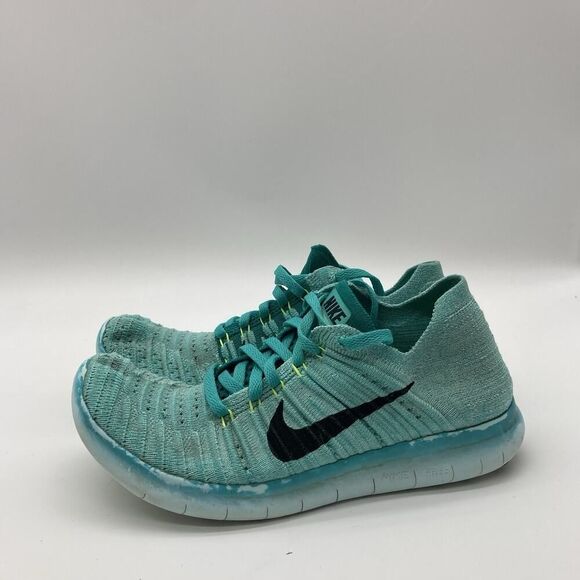 Womens Size 6.5 Nike Free RN Flyknit Hyper Turquoise Running Athletic Sneakers - Picture 4 of 9